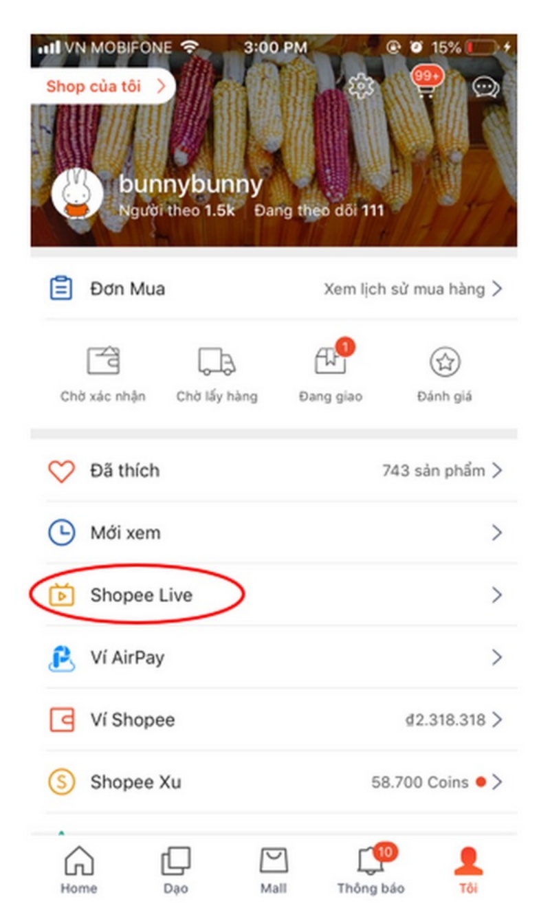 Livestream trên Shopee.