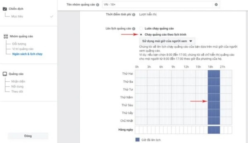 Để thu hút lượt người xem tối đa, các bạn có thể chọn khung giờ nhiều người online nhé.