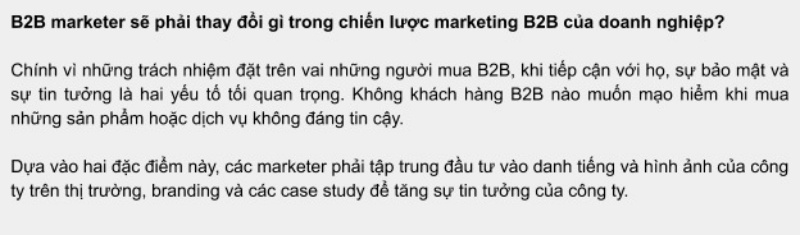 Khách hàng B2B "lí trí" hơn.