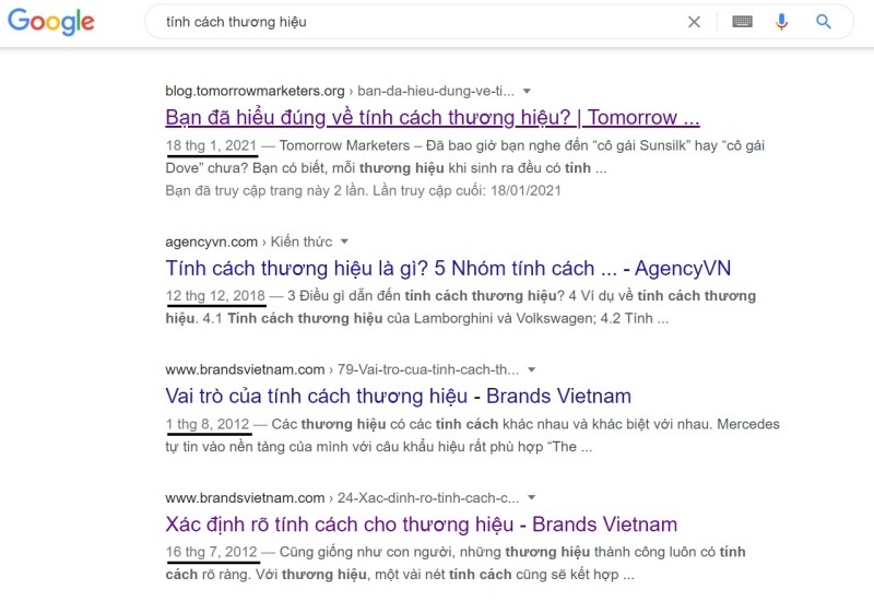 ví dụ tiêu biểu cho thấy Google ưu tiên những bài viết gần nhất