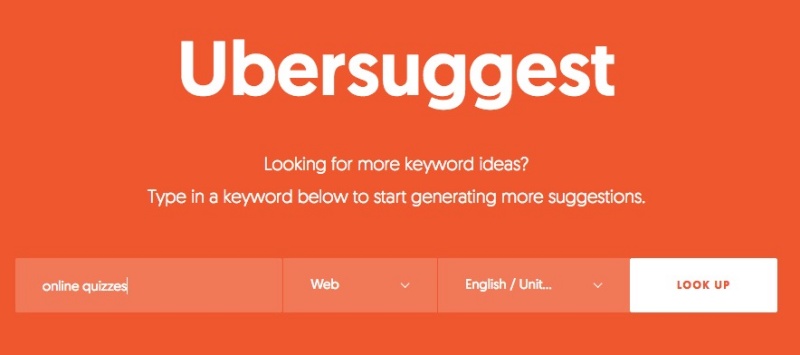 Truy cập Ubersuggest , nhập từ khóa của bạn và nhấp vào “tìm kiếm”