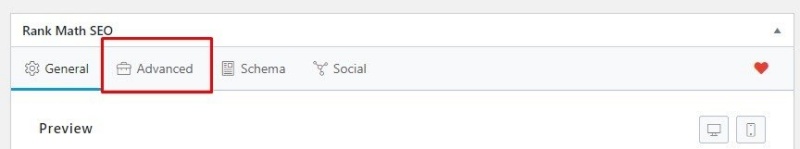 Sử dụng Plugin Rank Math chọn mục Advanced