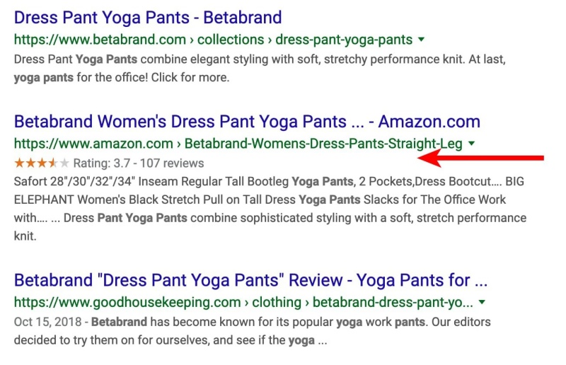 Betabrand sử dụng Schema Markup (Ảnh: Google)