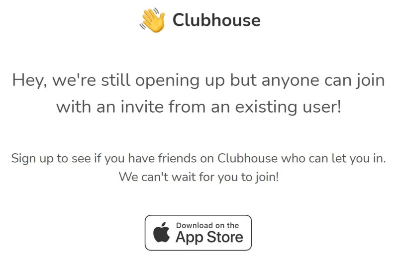 Liên kết tải xuống ứng dụng khi truy cập website của Clubhouse. Ảnh: Sea.pcmag