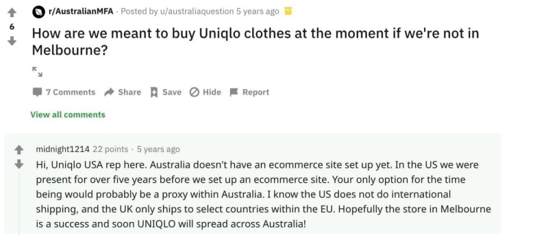 Một nhân viên Uniqlo trả lời khách hàng trên Reddit