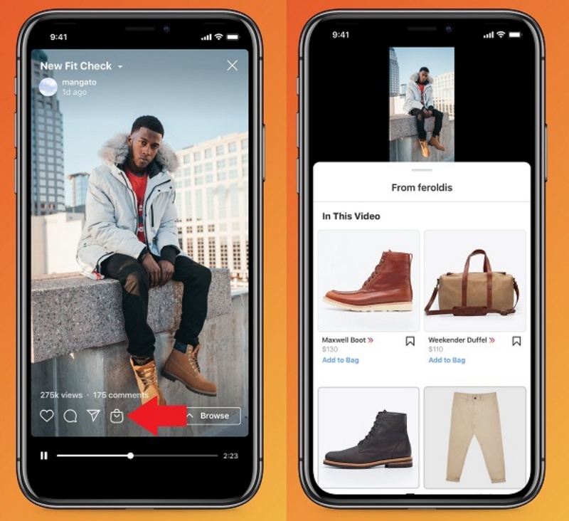 Tính năng mua sắm trong IGTV và Reels