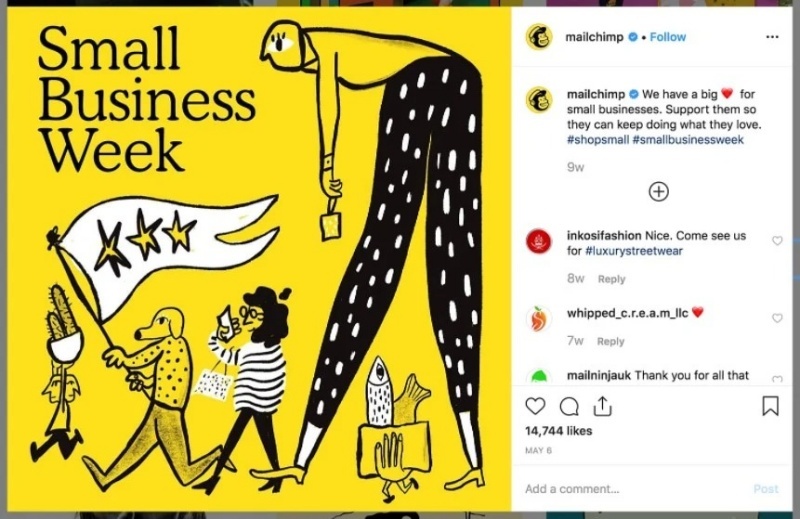 MailChimp tận dụng điểm mạnh của mình và “phô diễn” chúng lên mạng xã hội Instagram.