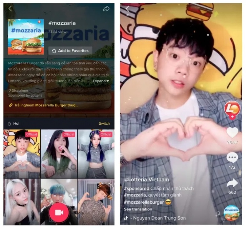 Minh họa cách sử dụng Hashtag Challenge