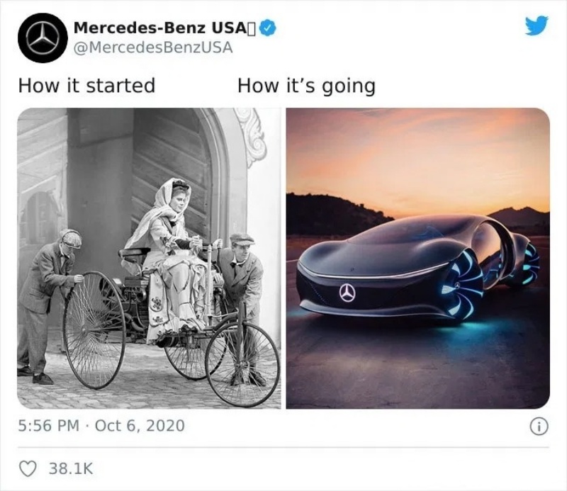Mercedes Benz tham gia trend “how it started – how it’s going”.