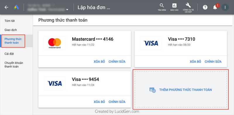 (Để thanh toán quảng cáo Google. Bạn cần có thẻ VISA hoặc Mastercard thanh toán quốc tế.)