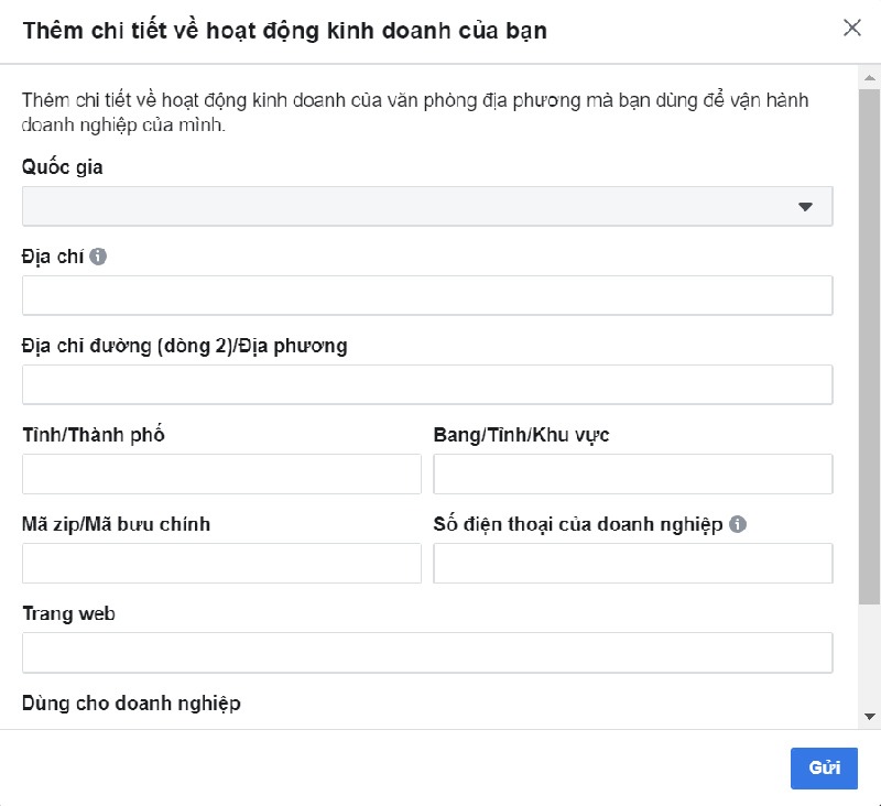 Thiết lập các thông tin cá nhân cho doanh nghiệp